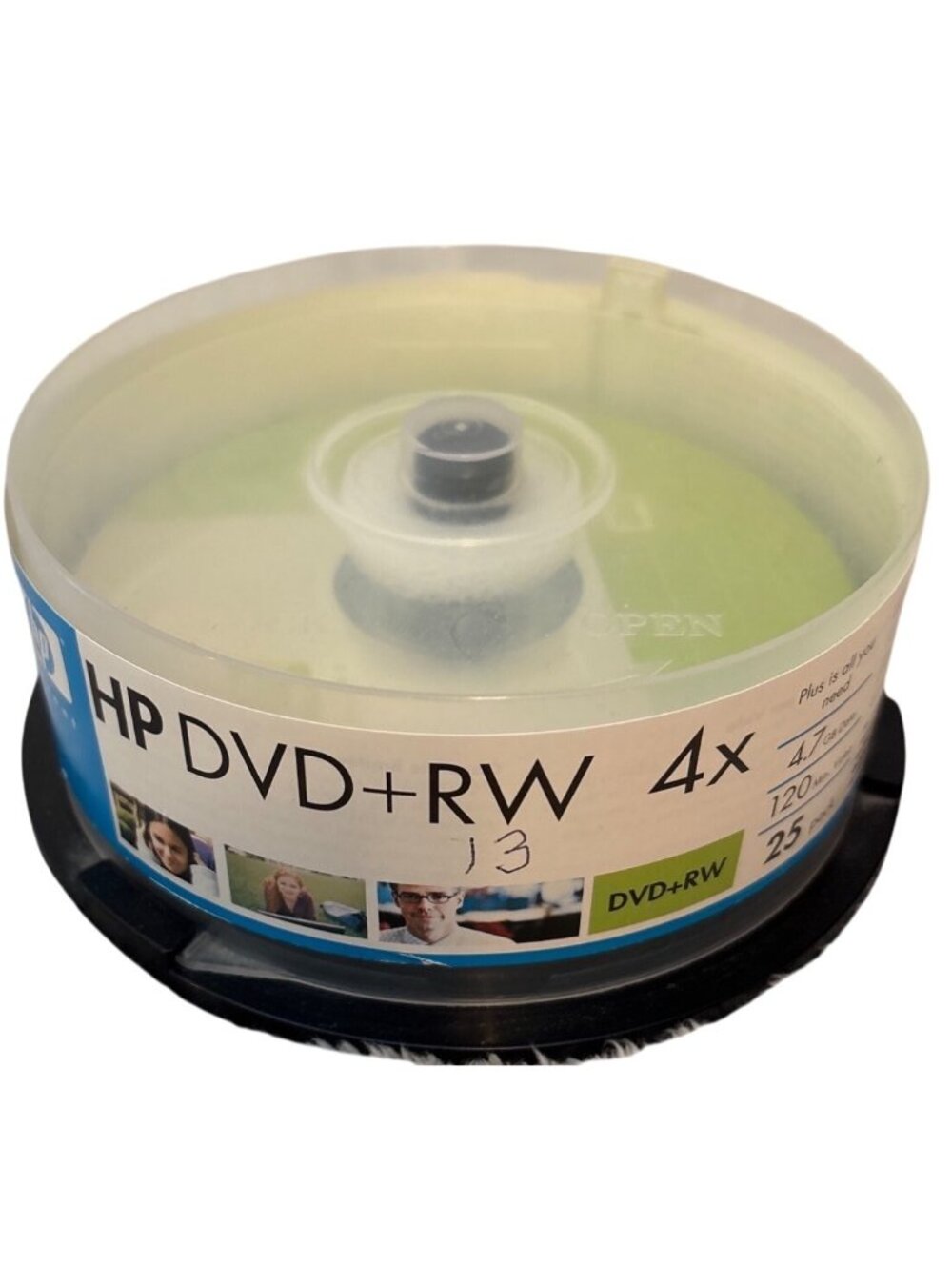 HP DVD+RW 4X 4.7GB 120 Min Rewritable Discs 13 Pack Spindle *13 Discs*